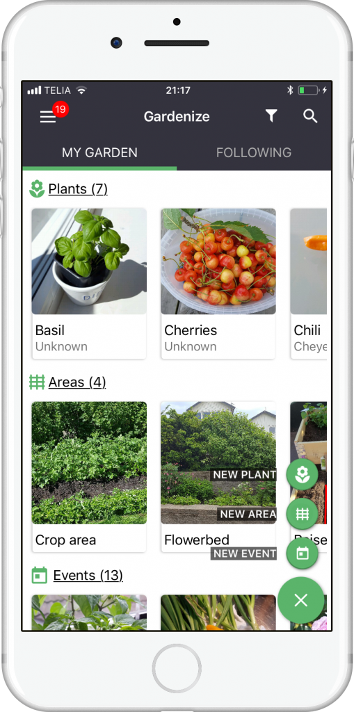 GARDENIZE gardening app - garden journal and garden planner app