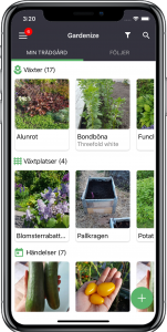 iPhone X Gardenize mobile app for plants and gardening