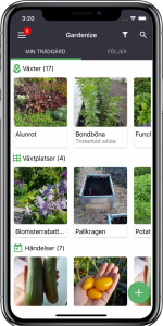 iPhone X Gardenize mobile app for plants and gardening