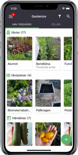 iPhone X Gardenize mobile app for plants and gardening