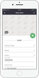 Add event in gardenize mobile app for gardening
