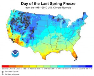 Day-of-Last Spring Freeze Map