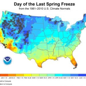 Day-of-Last Spring Freeze Map